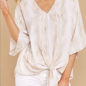 Beige snakeskin tie top